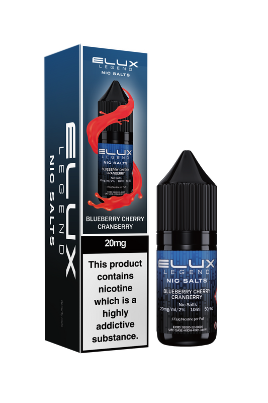 Elux Legend 20mg Nicotine Salt | Blueberry Cherry Cranberry | Dark Blue and Red Elux