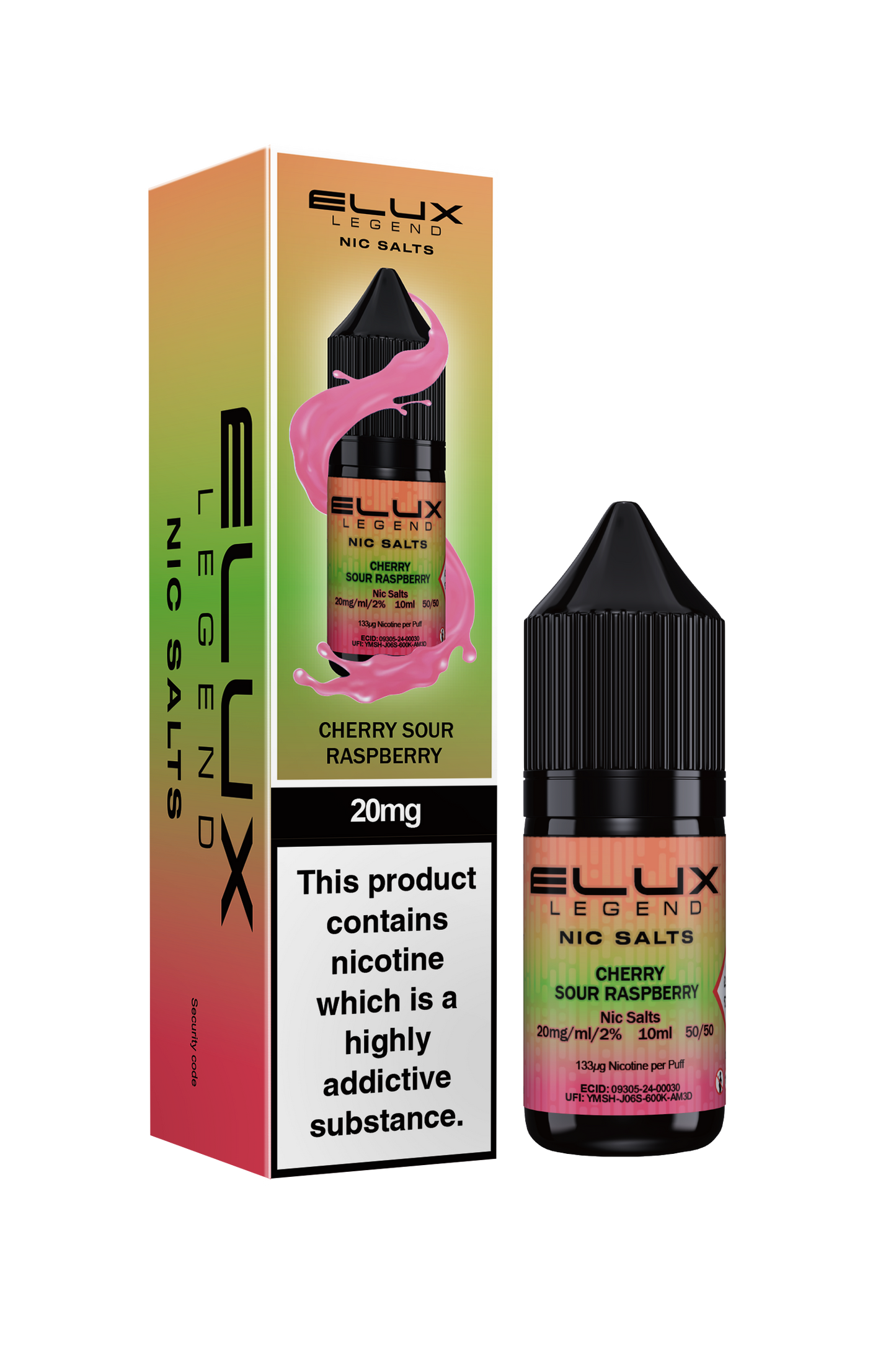 Elux Legend 20mg Nicotine Salt | Cherry Sour Raspberry | Green, Orange and Red Elux