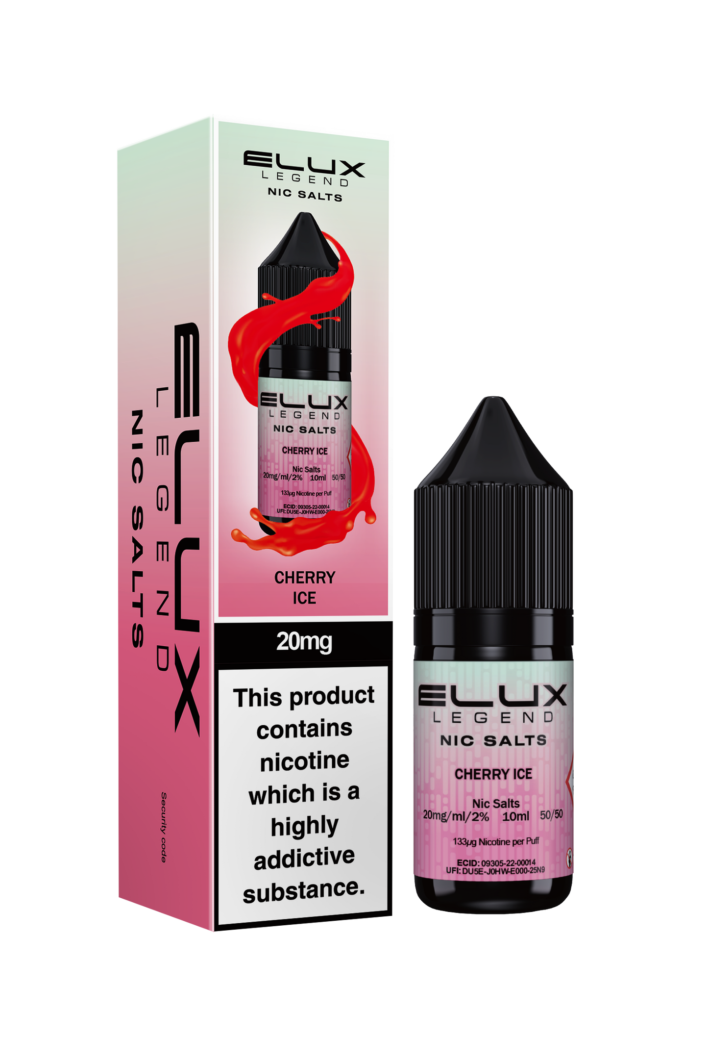 Elux Legend 20mg Nicotine Salt | Cherry Ice | White and Pink Elux