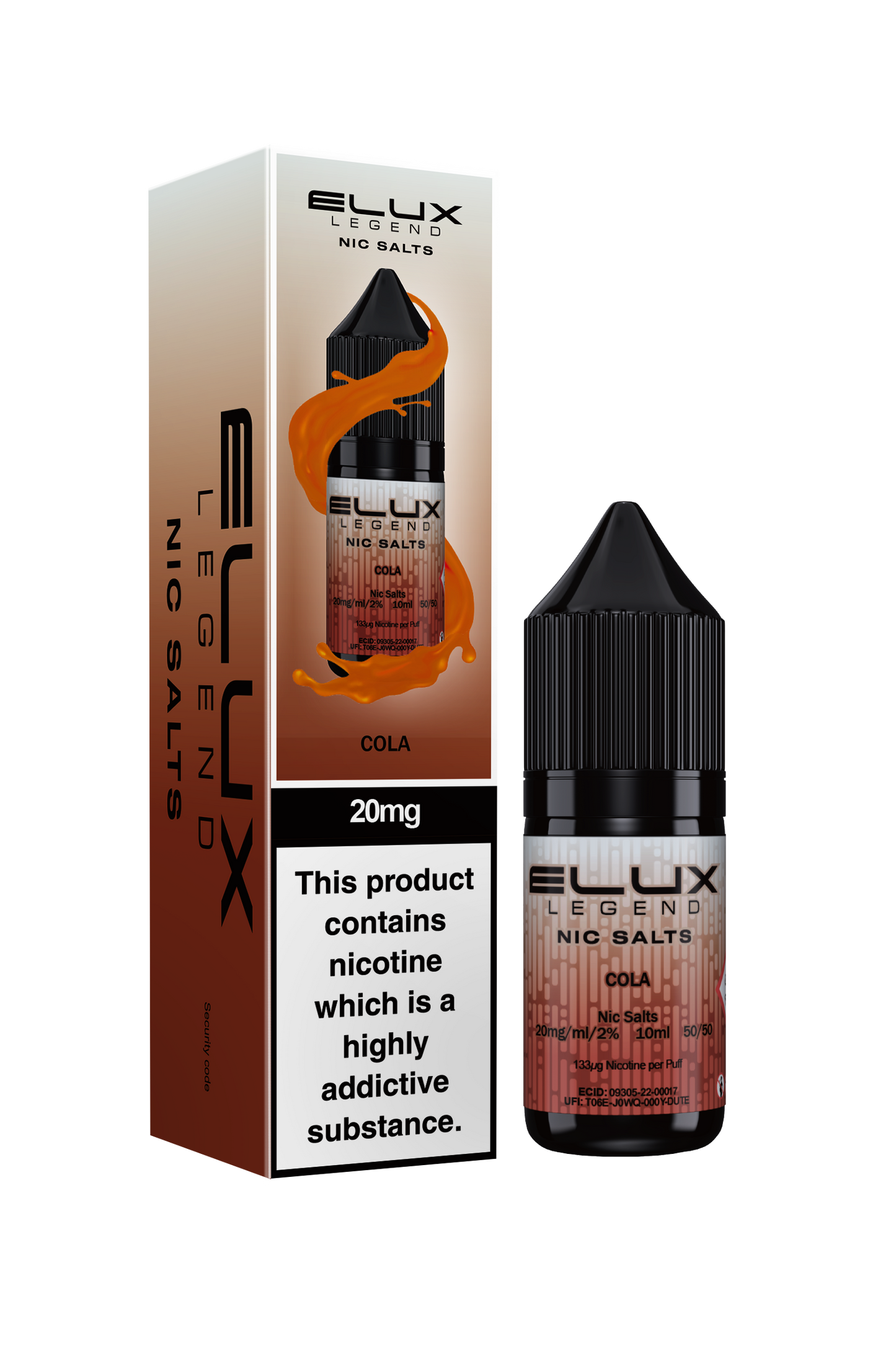 Elux Legend 20mg Nicotine Salt | Cola | Brown and White Elux