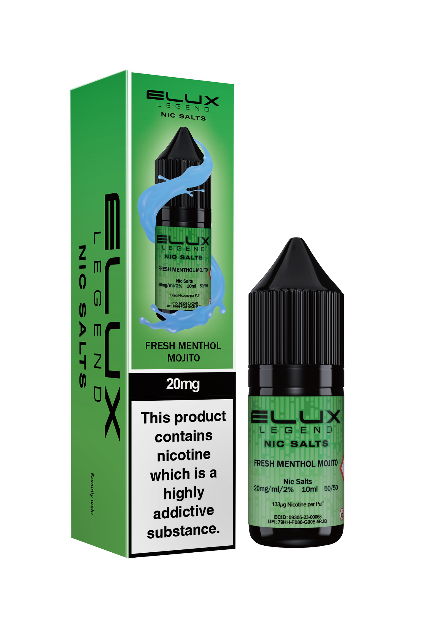 Elux Legend 20mg Nicotine Salt | Fresh Menthol Mojito | Green and Blue Elux