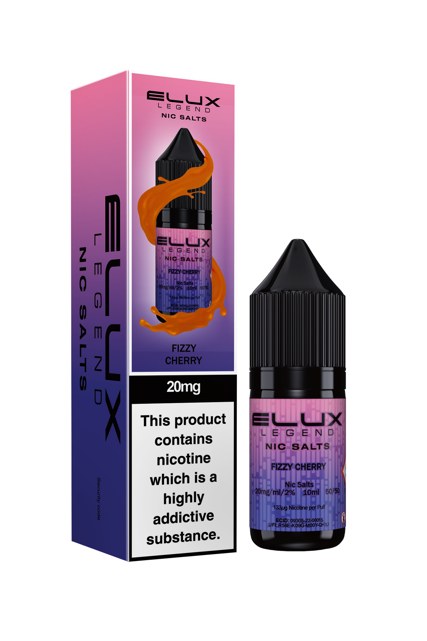 Elux Legend 20mg Nicotine Salt | Fizzy Cherry | Pink and Purple Elux