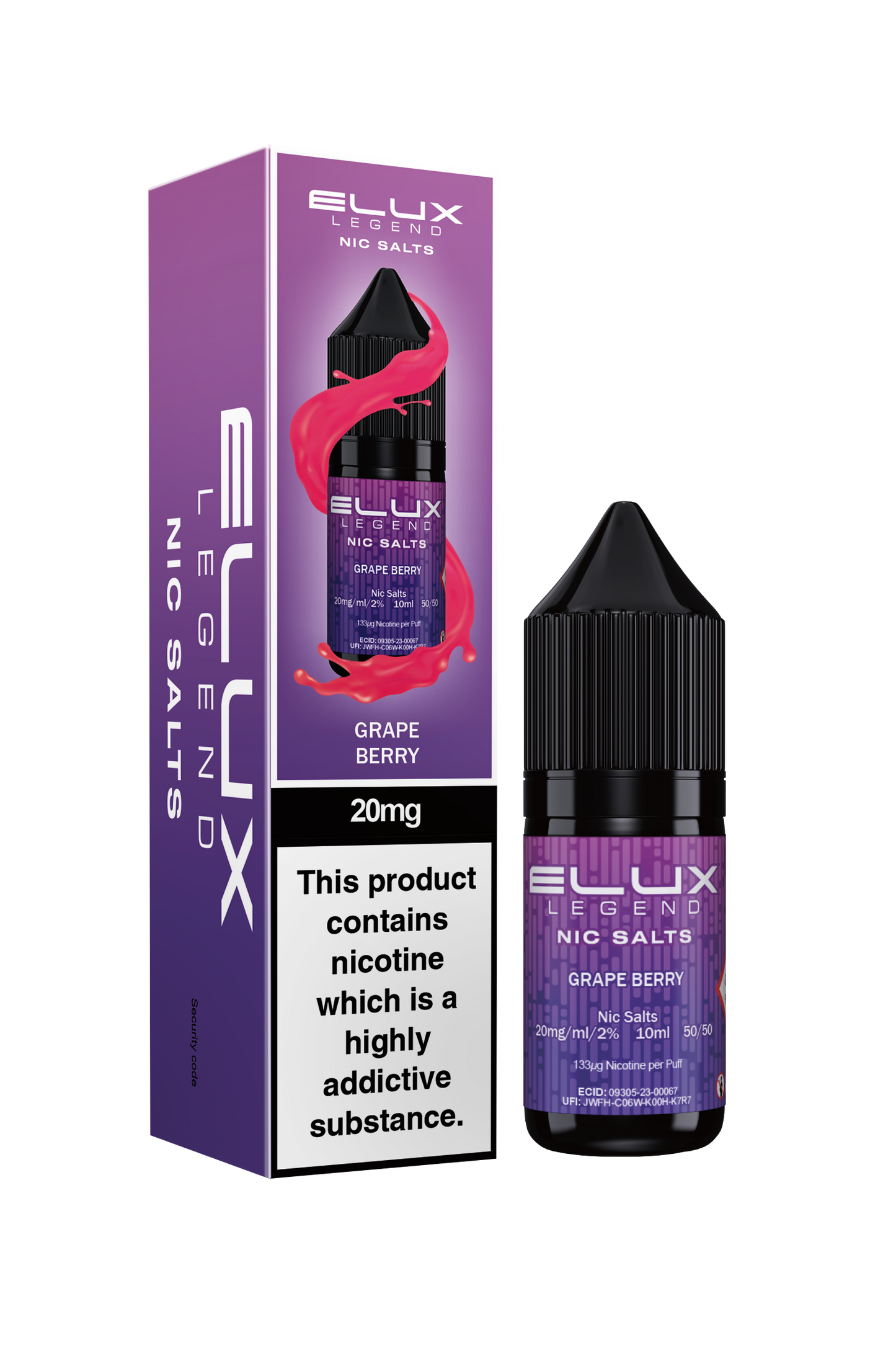 Elux Legend 20mg Nicotine Salt | Grape Berry | Purple and Red Elux