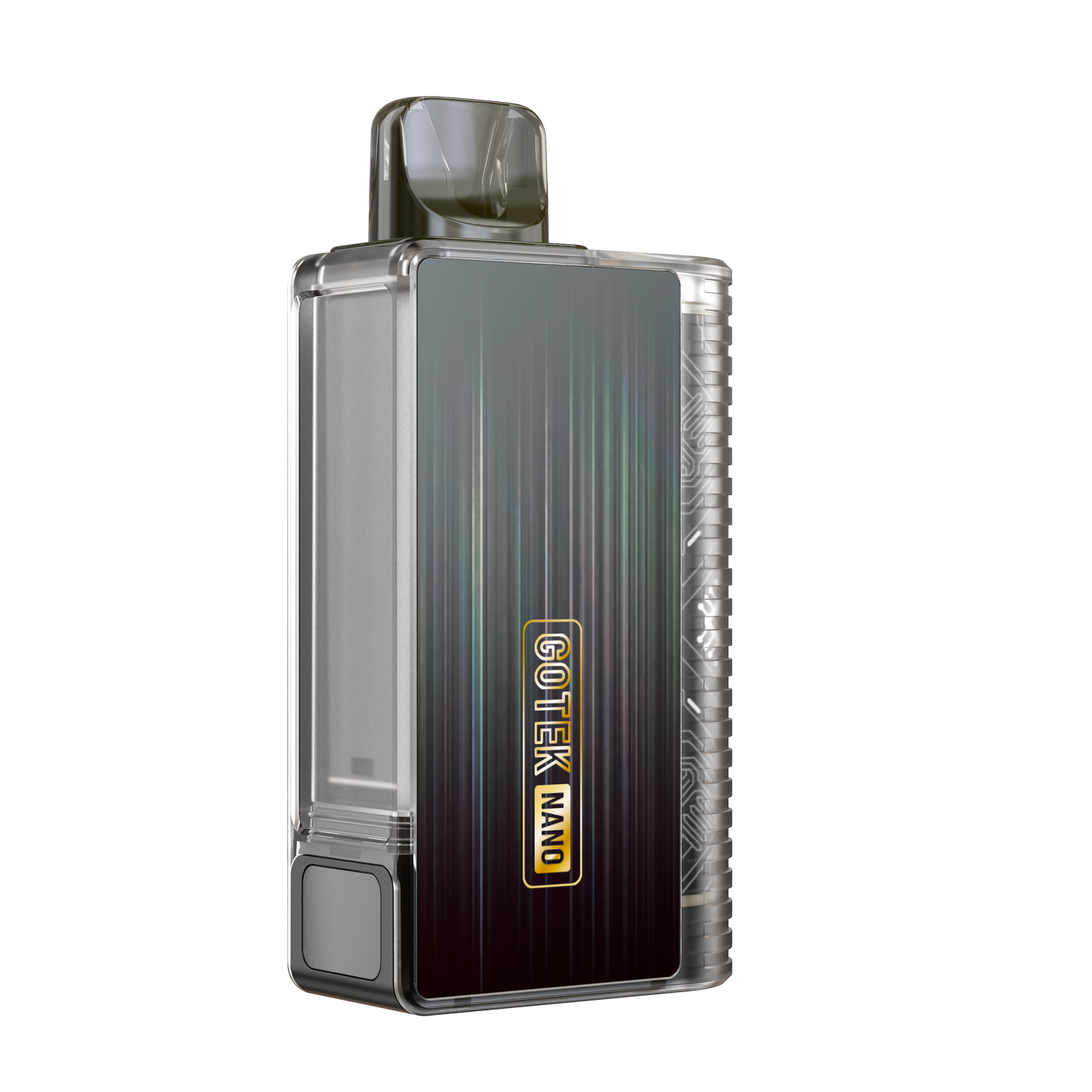 Gray Aspire Gotek Nano vape, transparent body, 'Gotek Nano' text.