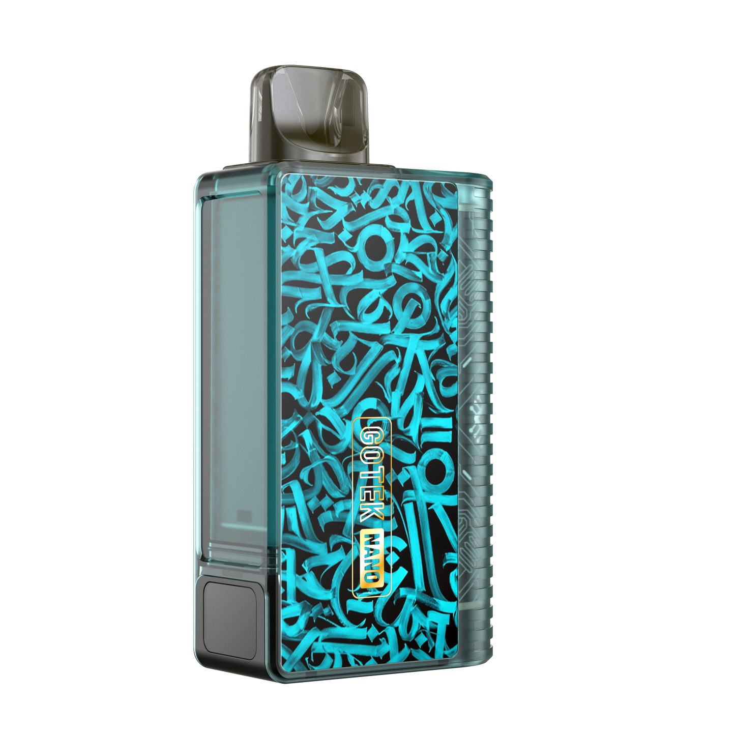 Green Aspire Gotek Nano vape, abstract text design, 'Gotek Nano' text.