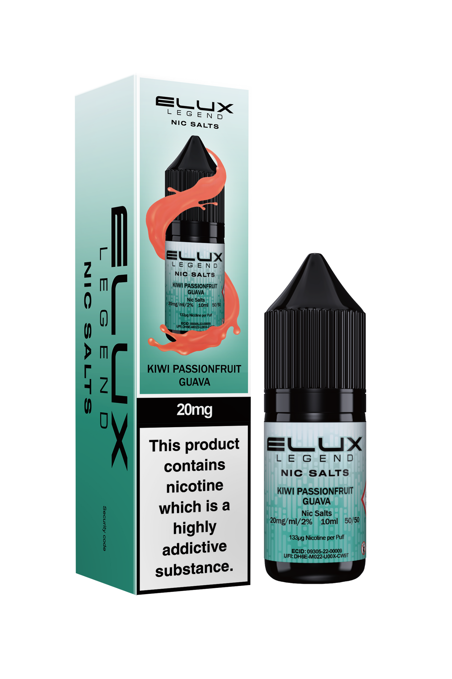 Elux Legend 20mg Nicotine Salt | Kiwi Passionfruit Guava | Blue and Red Elux
