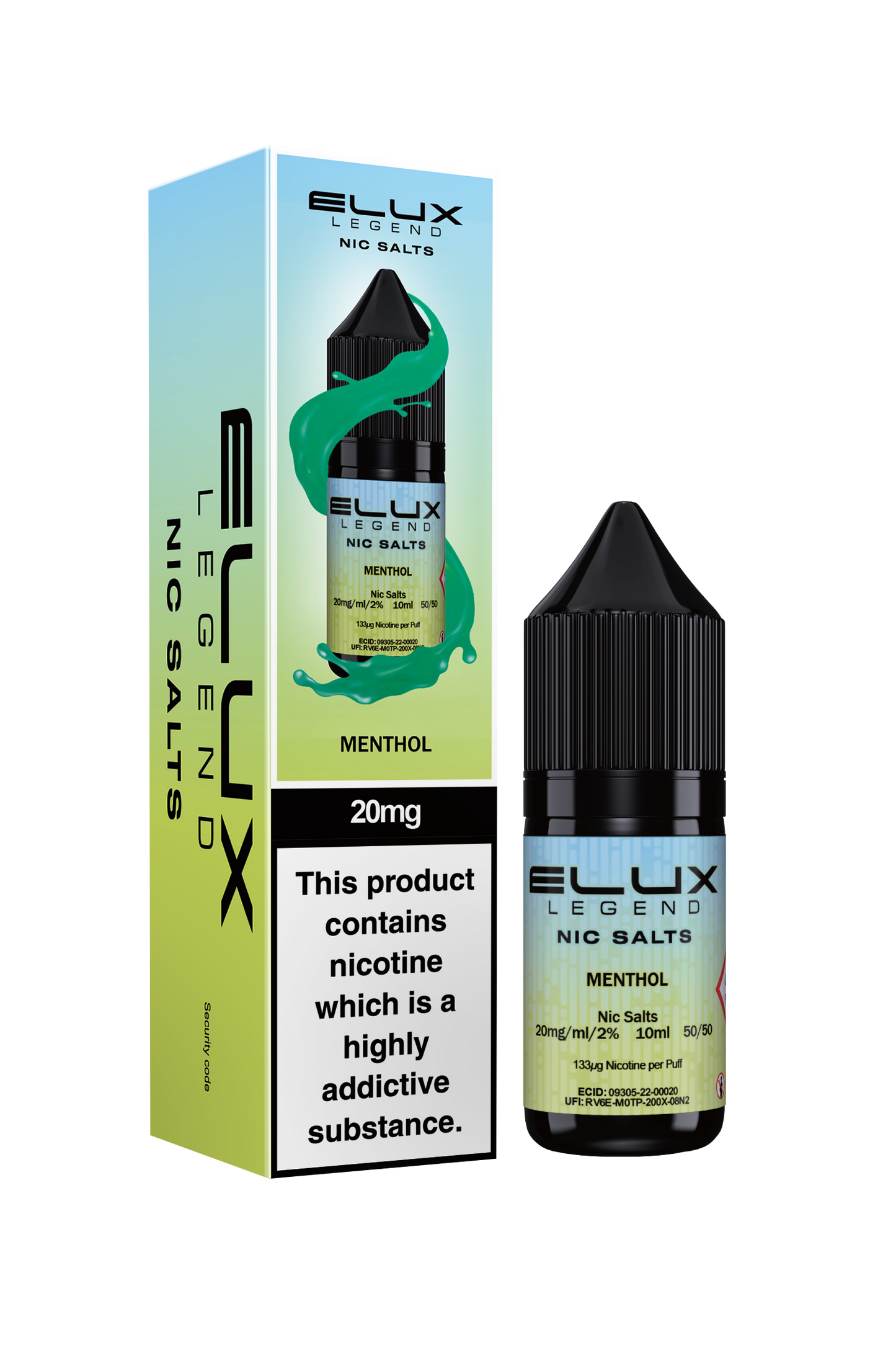 Elux Legend 20mg Nicotine Salt | Menthol | Blue and Green Elux