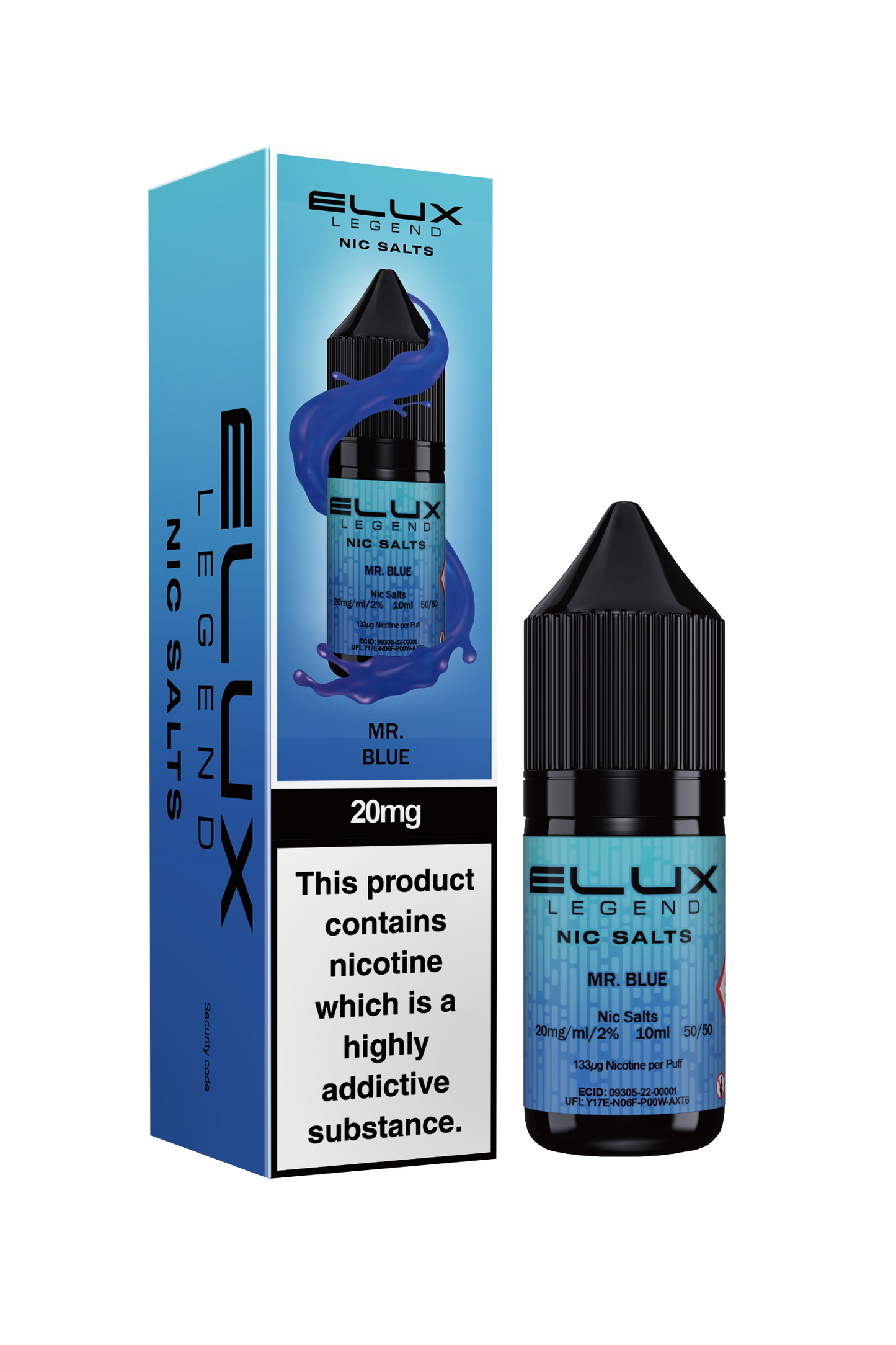 Elux Legend 20mg Nicotine Salt | Mr. Blue | Sky Blue and Dark Blue Elux