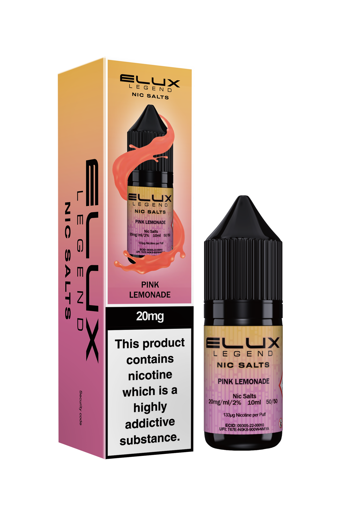 Elux Legend 20mg Nicotine Salt | Pink Lemonade | Pink and Yellow Elux
