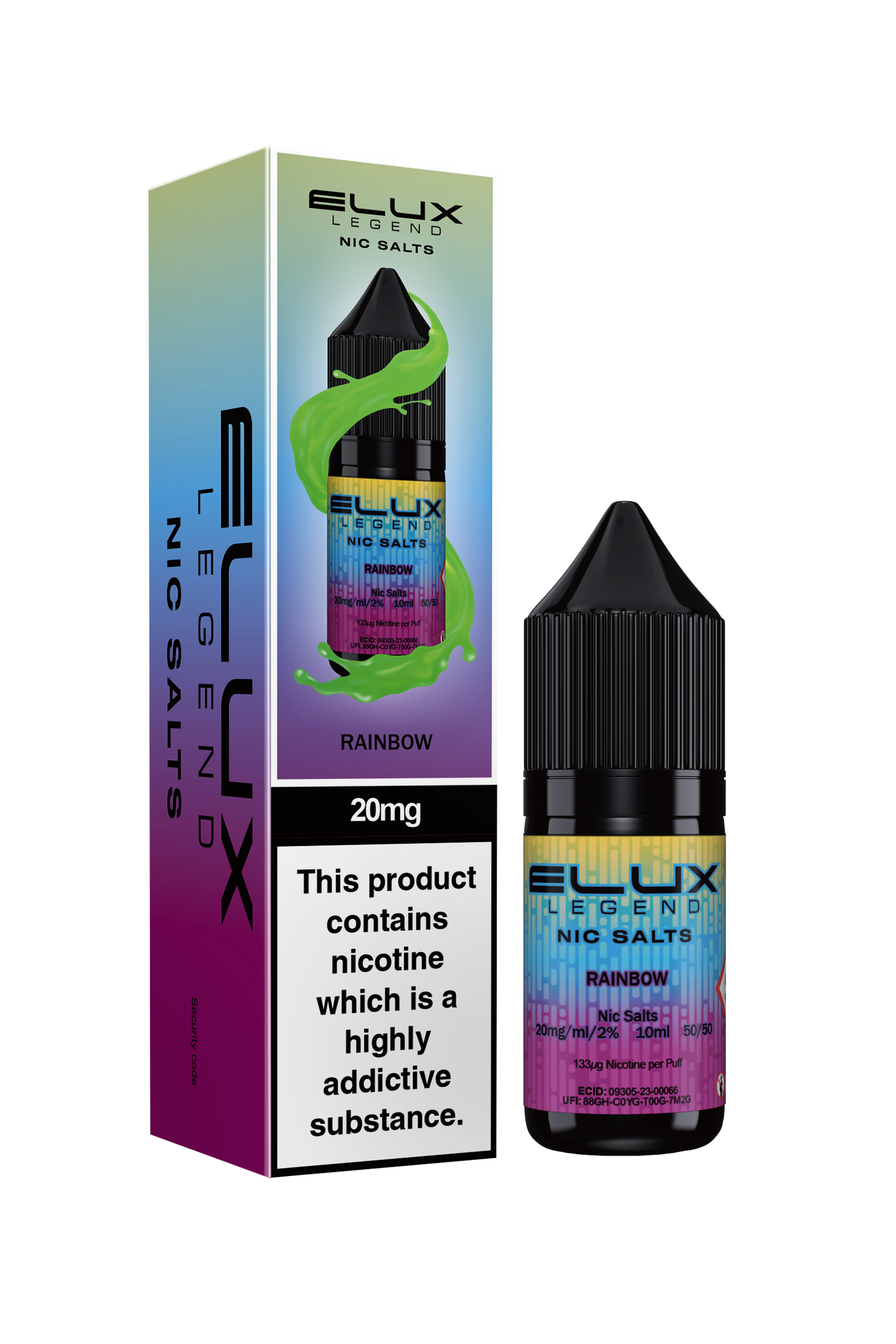 Elux Legend 20mg Nicotine Salt | Rainbow | Purple and Blue Elux