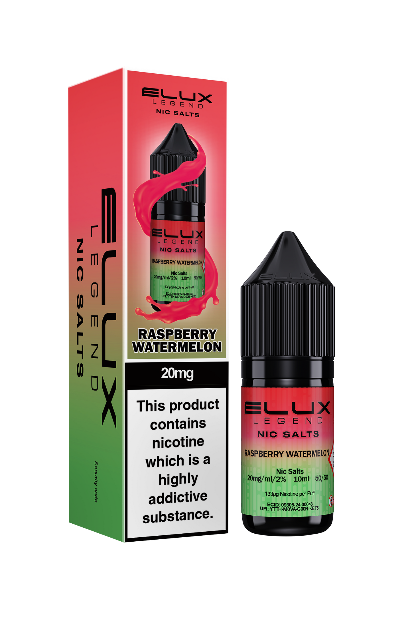 Elux Legend 20mg Nicotine Salt | Raspberry Watermelon | Green and Red Elux