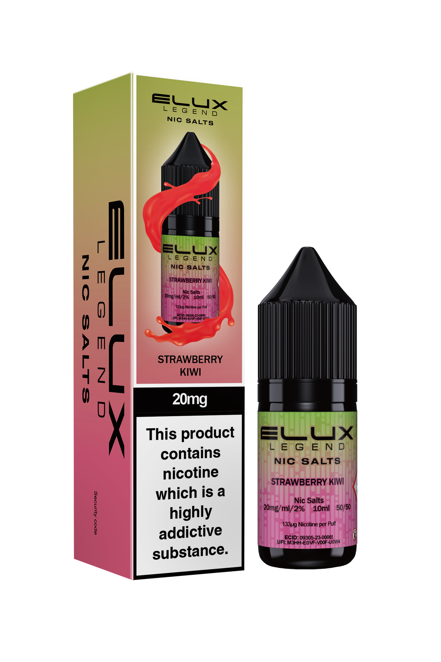 Elux Legend 20mg Nicotine Salt | Strawberry Kiwi | Pink and Green Elux