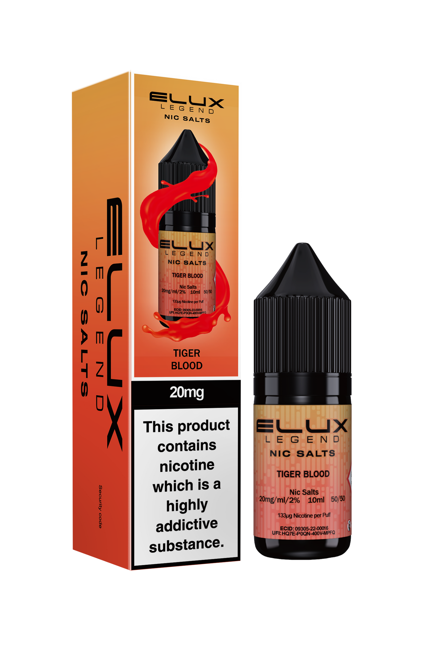 Elux Legend 20mg Nicotine Salt | Tiger Blood | Red and Orange Elux