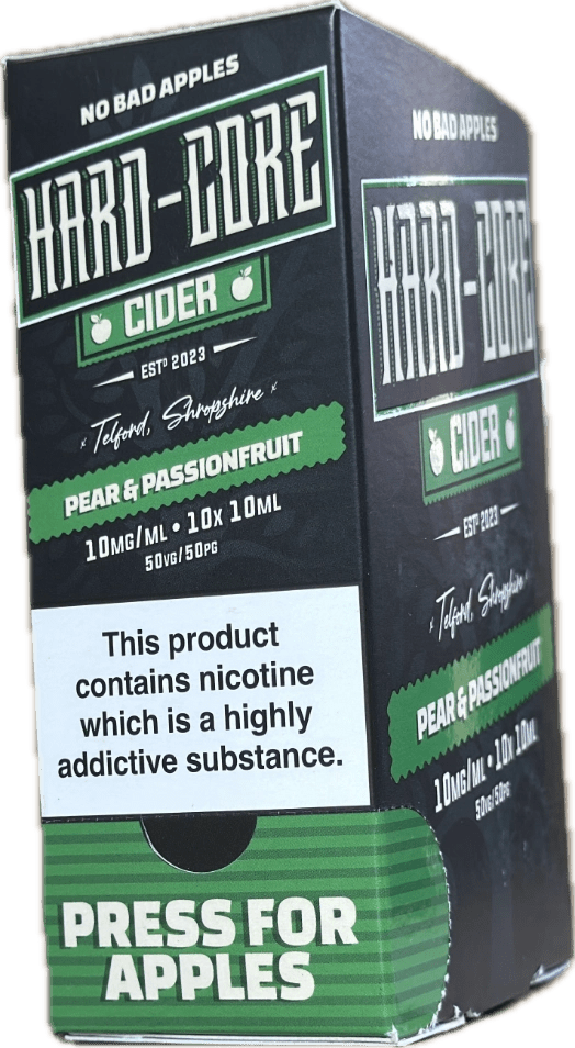 (Box Of 10) Hard - Core Cider 10ml 10mg Nicotine Salts - Vapour Vista