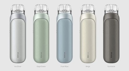 Aspire PIXO Touch-Screen Pod Vape Kit in five colors: Ice Silver, Sage Green, Frost Blue, Beige, and Gunmetal.